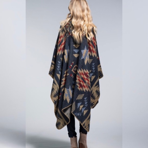 Aztec Tribal Western Blanket Cardigan - Picture 6 of 12
